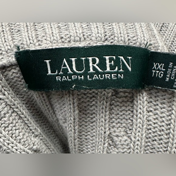 Lauren Ralph Lauren Women’s Gray Cable Knit Cardigan Zip Up Sweater Long Sleeves - Picture 6 of 6